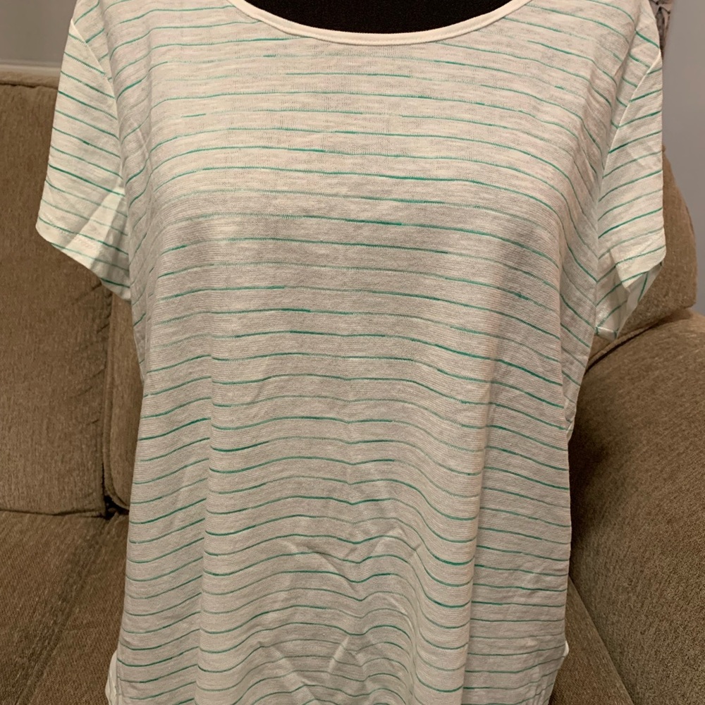 Joe Fresh White and Green Short Sleeve Relaxed Tee